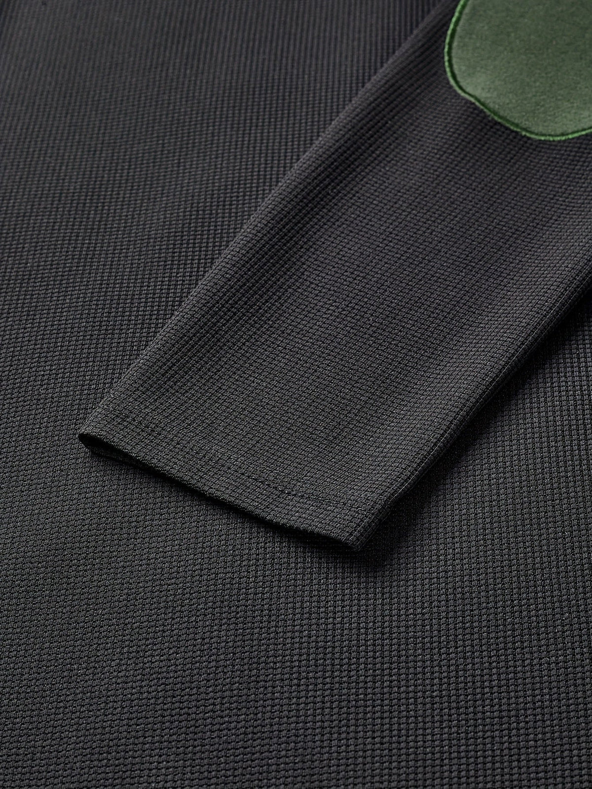 Quarter-Zip Pullover Men's Ribbed Colour-Block Black Green Stand Collar – Casual, Office, Gift