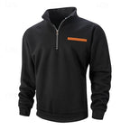 Quarter-Zip Pullover Sweatshirt Men's Beige Stand Collar – Casual, Office, Everyday Layering