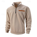 Quarter-Zip Pullover Sweatshirt Men's Beige Stand Collar – Casual, Office, Everyday Layering