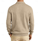 Quarter-Zip Pullover Textured Knit Men's Long Sleeve Polo Collar Sweatshirt – Casual, Office