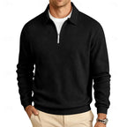Quarter-Zip Pullover Textured Knit Men's Long Sleeve Polo Collar Sweatshirt – Casual, Office