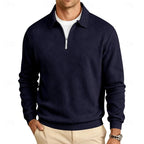 Quarter-Zip Pullover Textured Knit Men's Long Sleeve Polo Collar Sweatshirt – Casual, Office