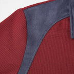 Quarter-Zip Pullover Waffle Knit Men's Colour Block Long Sleeve Sweatshirt – Casual, Office, Gift