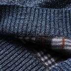 Quarter-Zip Sweater Knitted Blue Men's Stand Collar Pullover – Casual, Office, Winter, Gift