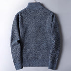 Quarter-Zip Sweater Knitted Blue Men's Stand Collar Pullover – Casual, Office, Winter, Gift