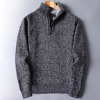 Quarter-Zip Sweater Knitted Blue Men's Stand Collar Pullover – Casual, Office, Winter, Gift