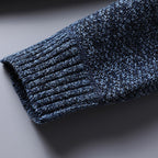 Quarter-Zip Sweater Knitted Blue Men's Stand Collar Pullover – Casual, Office, Winter, Gift