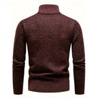 Quarter-Zip Sweater Men's Knitted Stand-Collar Pullover Burgundy – Casual, Office, Winter Layering, Gift