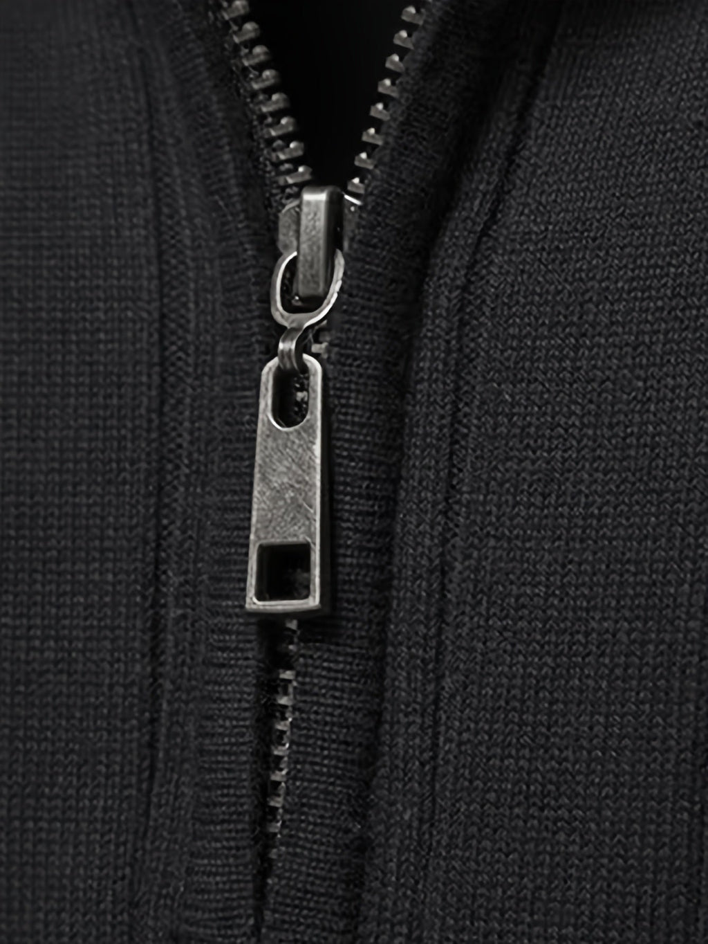 Quarter-Zip Sweater Ribbed Knit Navy Men's Stand Collar Pullover – Casual, Office, Everyday