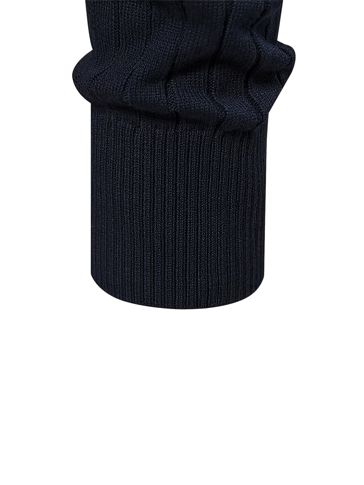 Quarter-Zip Sweater Ribbed Knit Navy Men's Stand Collar Pullover – Casual, Office, Everyday