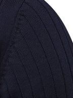 Quarter-Zip Sweater Ribbed Knit Navy Men's Stand Collar Pullover – Casual, Office, Everyday