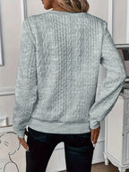 Quarter-Zip Sweatshirt Cable-Knit Texture White Women's Long Sleeve Pullover – Casual, Office