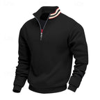 Quarter-Zip Sweatshirt Men's Grey Stand-Collar Pullover – Casual, Office, Holiday, Gift