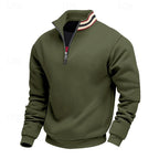 Quarter-Zip Sweatshirt Men's Grey Stand-Collar Pullover – Casual, Office, Holiday, Gift