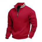 Quarter-Zip Sweatshirt Men's Grey Stand-Collar Pullover – Casual, Office, Holiday, Gift
