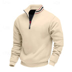 Quarter-Zip Sweatshirt Men's Grey Stand-Collar Pullover – Casual, Office, Holiday, Gift