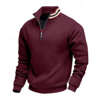 Quarter-Zip Sweatshirt Men's Grey Stand-Collar Pullover – Casual, Office, Holiday, Gift