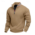 Quarter-Zip Sweatshirt Men's Grey Stand-Collar Pullover – Casual, Office, Holiday, Gift