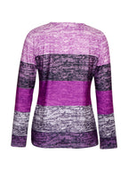 Quarter Zip Top Colourblock Blue Women's Long Sleeve V Neck Pullover – Casual, Office Everyday Wear