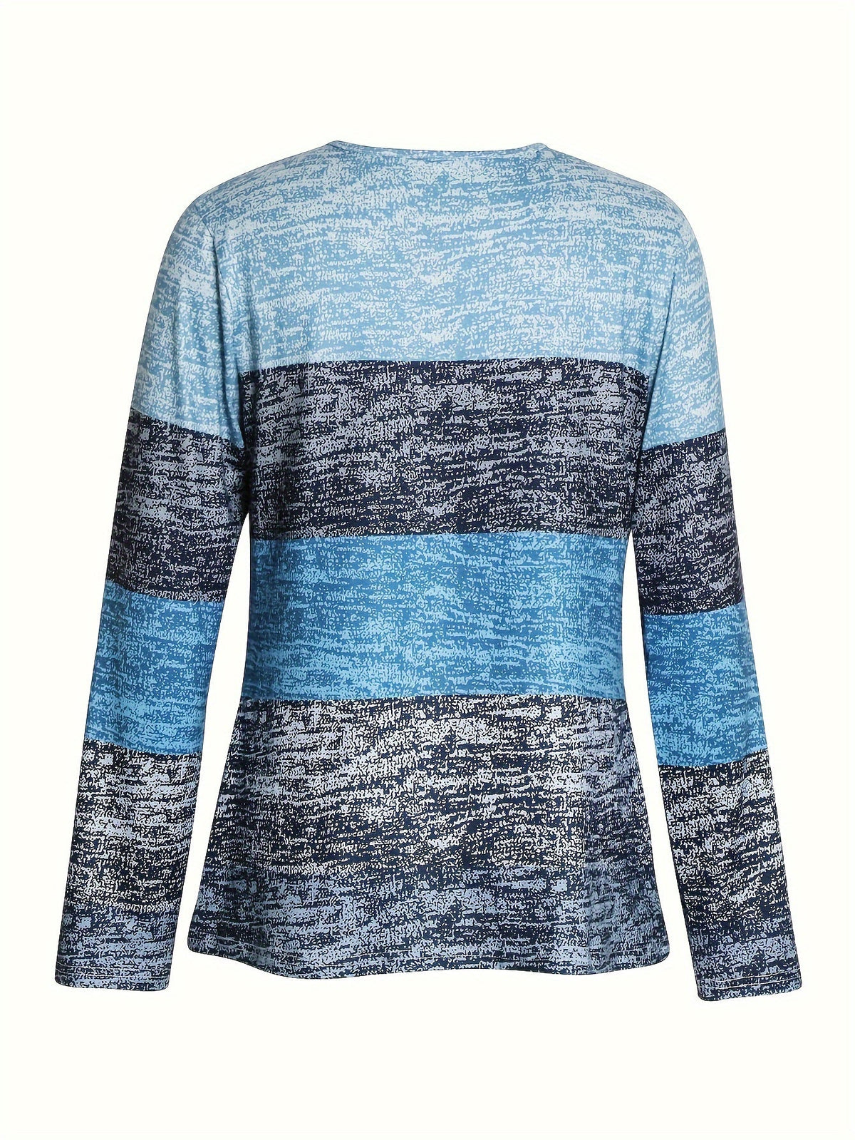 Quarter Zip Top Colourblock Blue Women's Long Sleeve V Neck Pullover – Casual, Office Everyday Wear