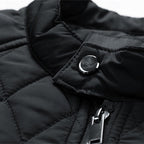 Quilted Jacket Men's Black Stand-Collar Zip-Up – Casual, Office, Holiday, Gift · Werune