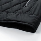 Quilted Jacket Men's Black Stand-Collar Zip-Up – Casual, Office, Holiday, Gift · Werune