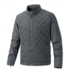 Quilted Jacket Men's Black Stand-Collar Zip-Up – Casual, Office, Holiday, Gift · Werune