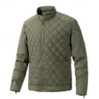 Quilted Jacket Men's Black Stand-Collar Zip-Up – Casual, Office, Holiday, Gift · Werune