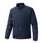 Quilted Jacket Men's Black Stand-Collar Zip-Up – Casual, Office, Holiday, Gift · Werune