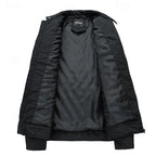 Quilted Jacket Men's Black Stand-Collar Zip-Up – Casual, Office, Holiday, Gift · Werune