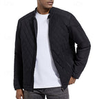 Quilted Jacket Men's Black Stand-Collar Zip-Up – Casual, Office, Holiday, Gift · Werune
