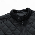 Quilted Jacket Men's Black Stand-Collar Zip-Up – Casual, Office, Holiday, Gift · Werune