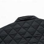 Quilted Jacket Men's Black Stand-Collar Zip-Up – Casual, Office, Holiday, Gift · Werune