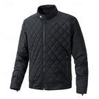 Quilted Jacket Men's Black Stand-Collar Zip-Up – Casual, Office, Holiday, Gift · Werune
