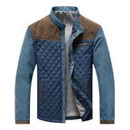 Quilted Jacket Men's Stand Collar Colour-Block Button-Up – Casual, Office, Autumn Layering, Gift