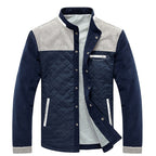 Quilted Jacket Men's Stand Collar Colour-Block Button-Up – Casual, Office, Autumn Layering, Gift