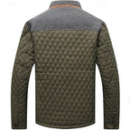 Quilted Jacket Men's Stand Collar Khaki Diamond-Padded – Casual, Office, Autumn Layering, Gift