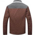 Quilted Jacket Men's Stand Collar Khaki Diamond-Padded – Casual, Office, Autumn Layering, Gift