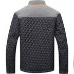 Quilted Jacket Men's Stand Collar Khaki Diamond-Padded – Casual, Office, Autumn Layering, Gift