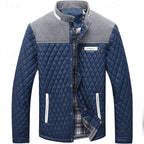 Quilted Jacket Men's Stand Collar Khaki Diamond-Padded – Casual, Office, Autumn Layering, Gift