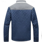 Quilted Jacket Men's Stand Collar Khaki Diamond-Padded – Casual, Office, Autumn Layering, Gift