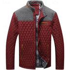 Quilted Jacket Men's Stand Collar Khaki Diamond-Padded – Casual, Office, Autumn Layering, Gift