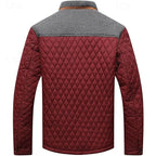 Quilted Jacket Men's Stand Collar Khaki Diamond-Padded – Casual, Office, Autumn Layering, Gift