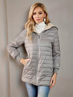 Quilted Puffer Coat Fleece-Lined Longline Black Women's – Casual, Winter, Holiday, Gift