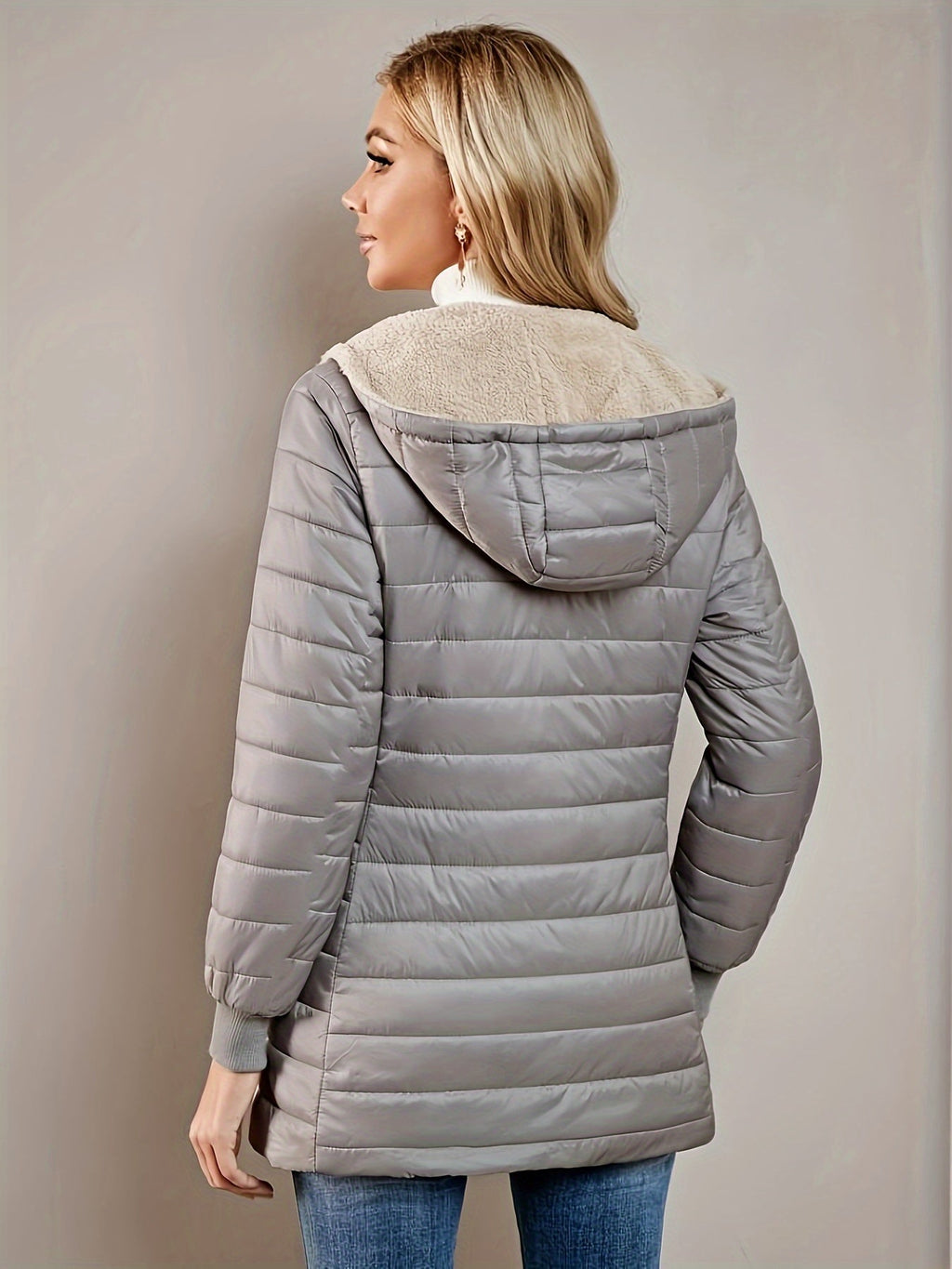 Quilted Puffer Coat Fleece-Lined Longline Black Women's – Casual, Winter, Holiday, Gift