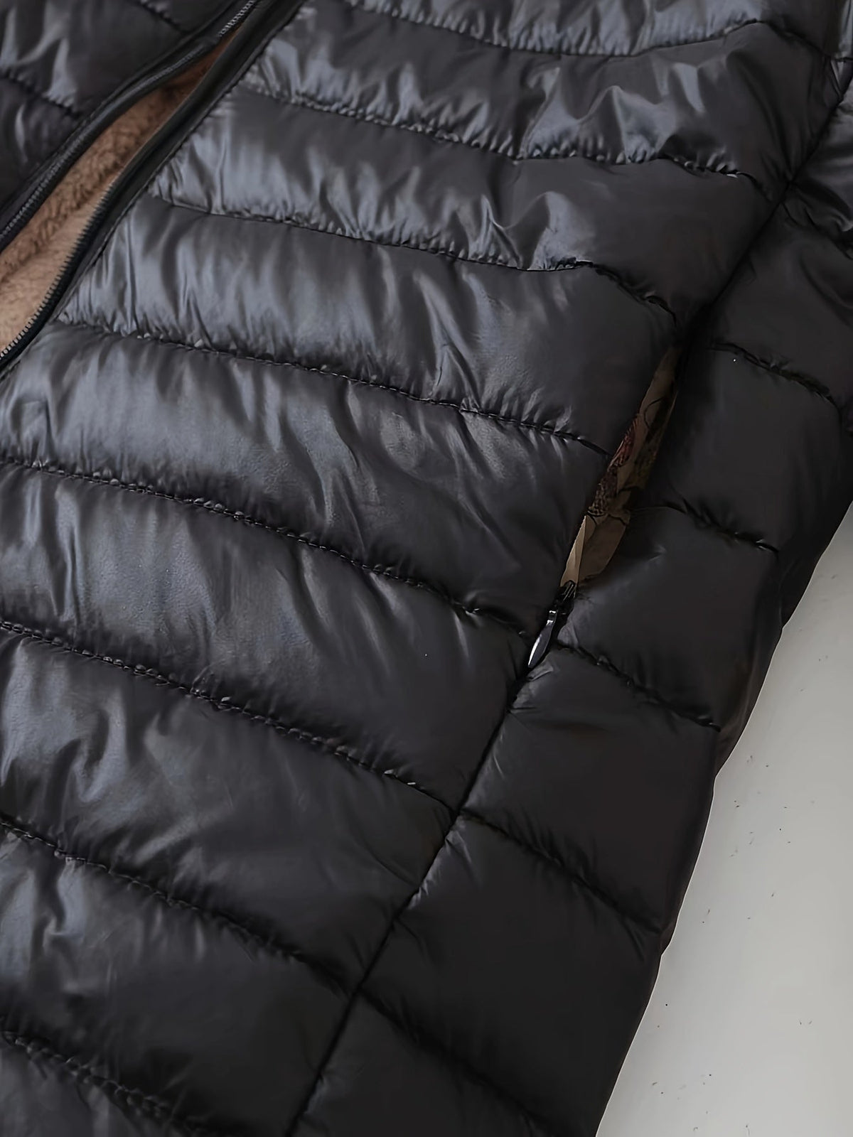 Quilted Puffer Coat Fleece-Lined Longline Black Women's – Casual, Winter, Holiday, Gift
