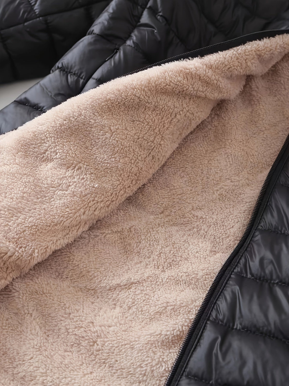 Quilted Puffer Coat Fleece-Lined Longline Black Women's – Casual, Winter, Holiday, Gift