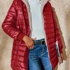Quilted Puffer Coat Fleece-Lined Longline Black Women's – Casual, Winter, Holiday, Gift