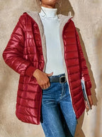 Quilted Puffer Coat Fleece-Lined Longline Black Women's – Casual, Winter, Holiday, Gift