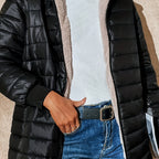 Quilted Puffer Coat Fleece-Lined Longline Black Women's – Casual, Winter, Holiday, Gift